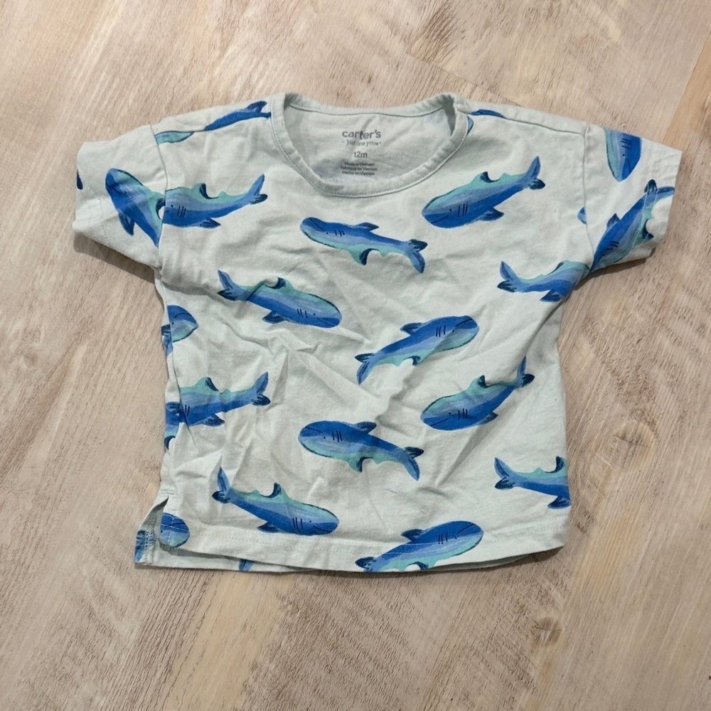 Carter's Kids Whale Print Tee - Cream and Blue
